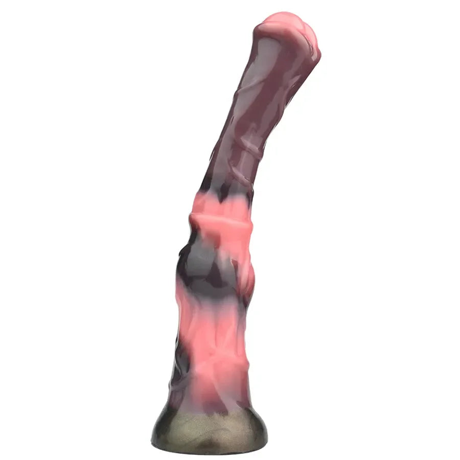 Xinghaoya 10-inch pure silicone horse dildo with red and black marbled effect