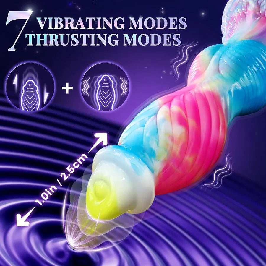 Entdecke den 10 Inches Remote Thrusting Knotted Dildo Vibrator mit 7 Vibrations- und Thrusting-Modi für ultimativen Genuss.