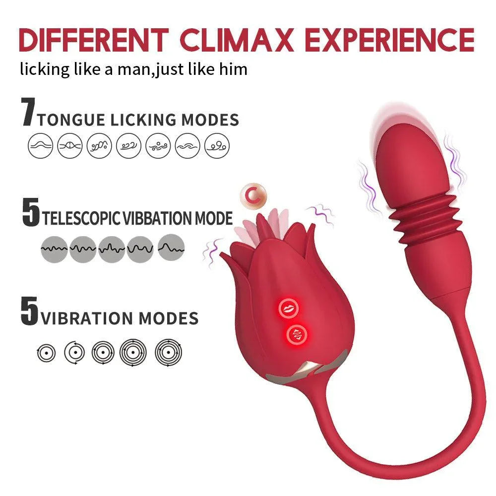 3 in 1 Rose Tongue Clit Licking Sex Toy With Thrusting Vibrator Xinghaoya 3 in 1 Rose Tongue Clit Licking Sex Toy With Thrusting Vibrator Xinghaoya