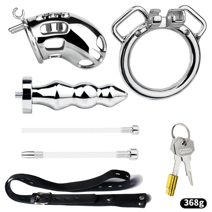 Wearable Metal Chastity Cage with Anal Plug Xinghaoya Wearable Metal Chastity Cage with Anal Plug Xinghaoya