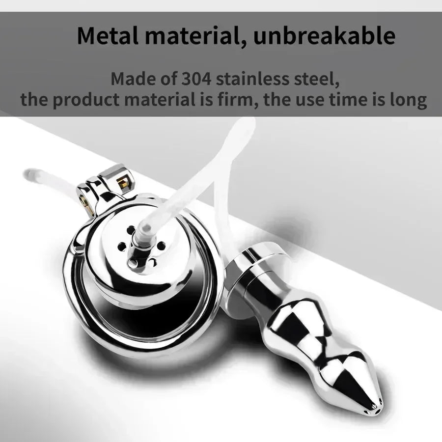 Flat Chastity Cage with Anal Plug Xinghaoya Flat Chastity Cage with Anal Plug Xinghaoya