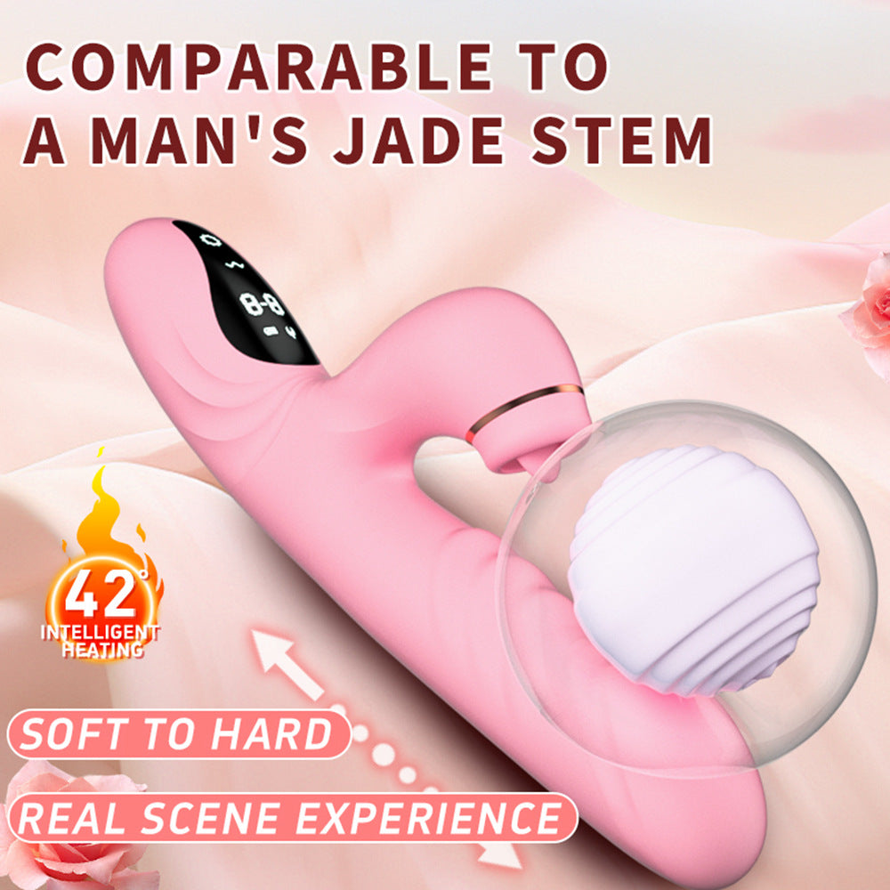 Pink Xinghaoya thrusting dildo vibrator with heating feature and textured head.