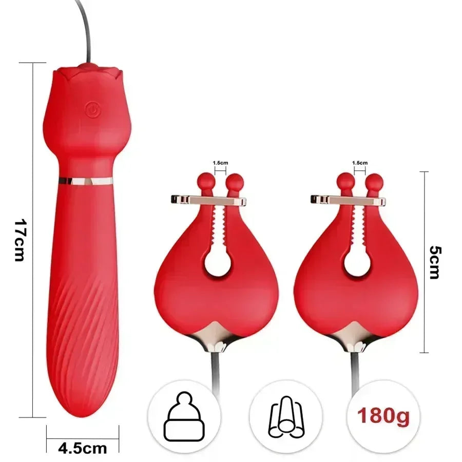 2-In-1 Rose Nipple Clamps Vibrator Xinghaoya 2-In-1 Rose Nipple Clamps Vibrator Xinghaoya