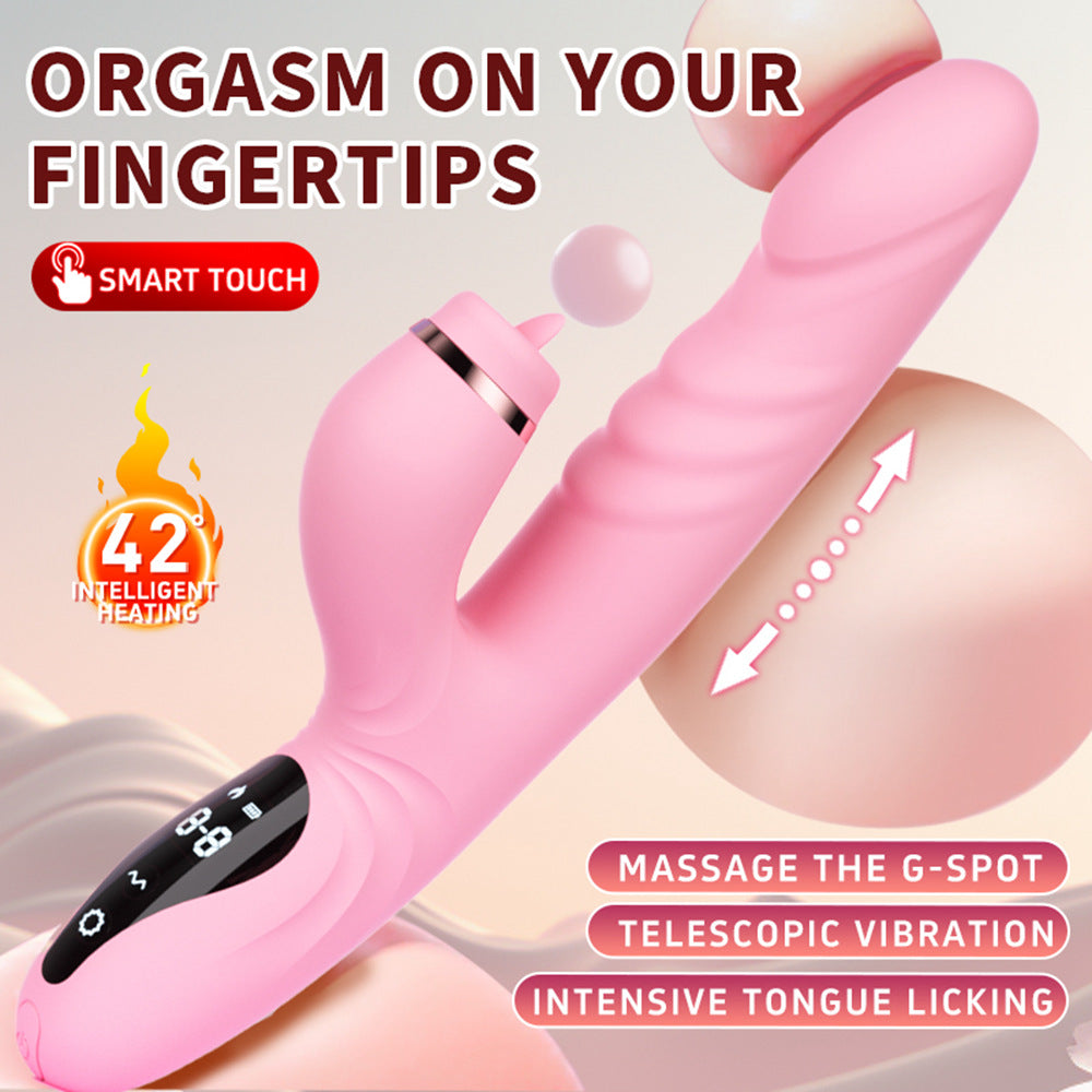 Pink Xinghaoya luxurious thrusting dildo vibrator with intelligent heating and G-spot massage.