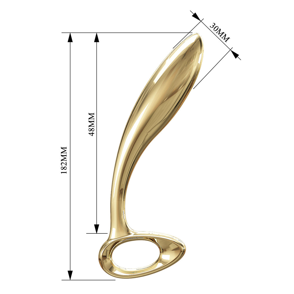 Xinghaoya gold metal woodpecker butt plug with dimensions 182mm x 48mm x 30mm
