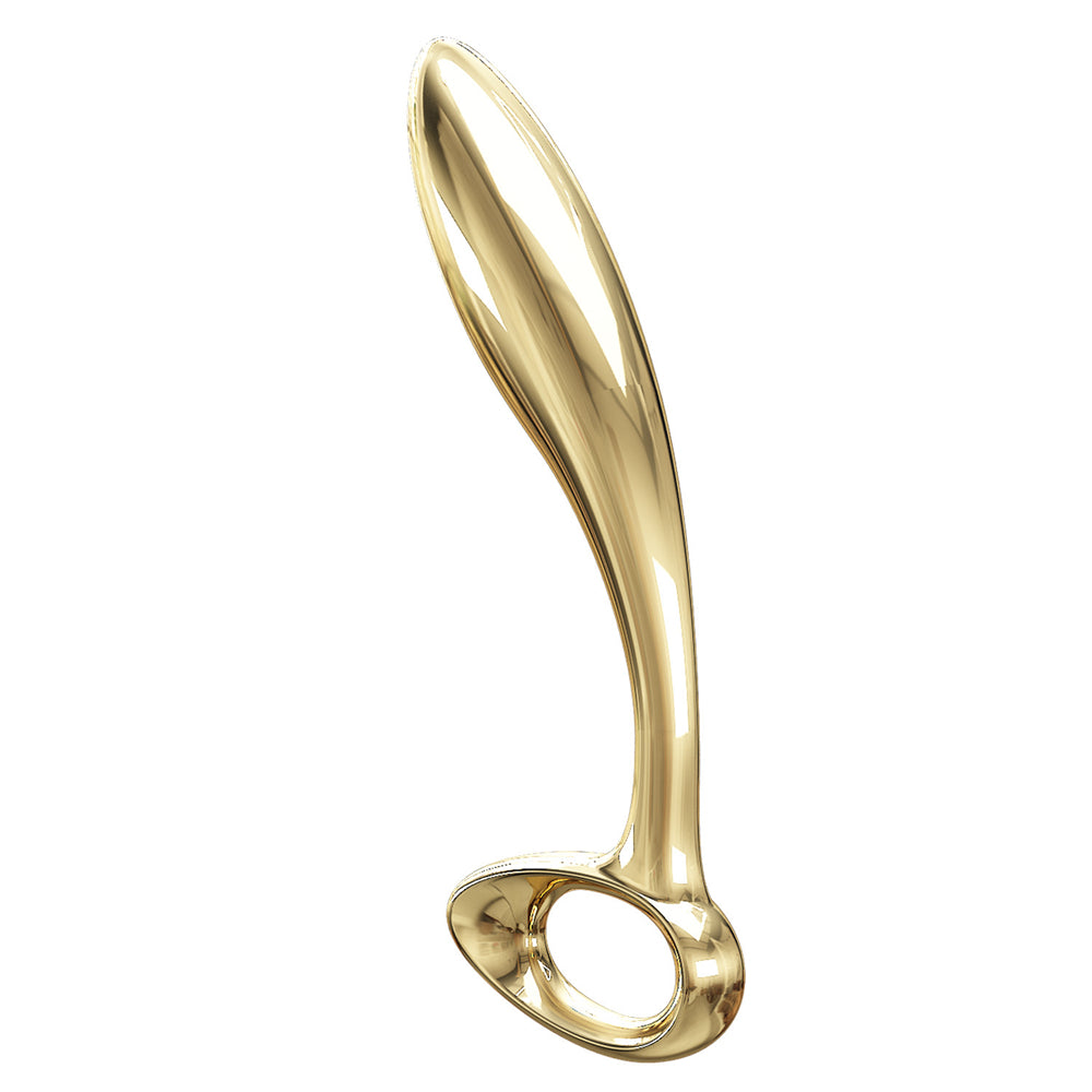 Xinghaoya high quality gold-toned metal woodpecker butt plug on white background