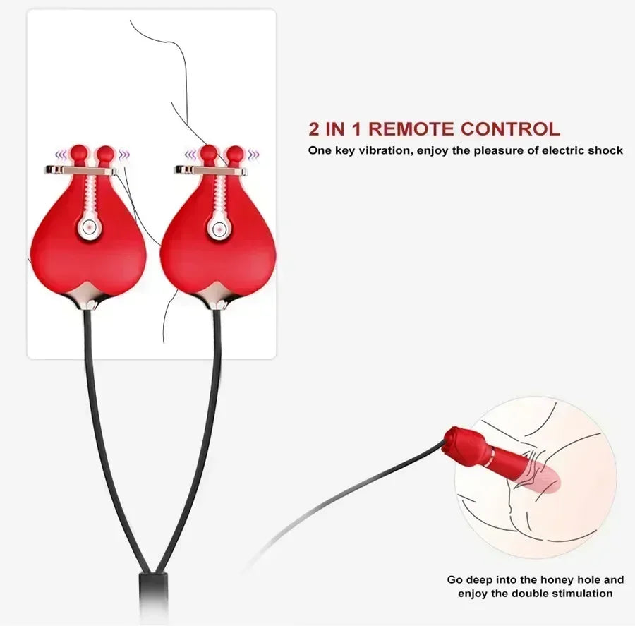 2-In-1 Rose Nipple Clamps Vibrator Xinghaoya 2-In-1 Rose Nipple Clamps Vibrator Xinghaoya