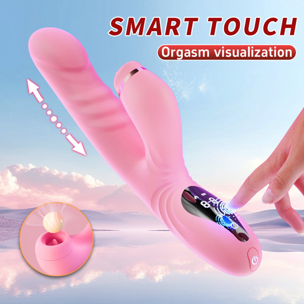 Pink Xinghaoya thrusting dildo vibrator with smart touch control and digital display