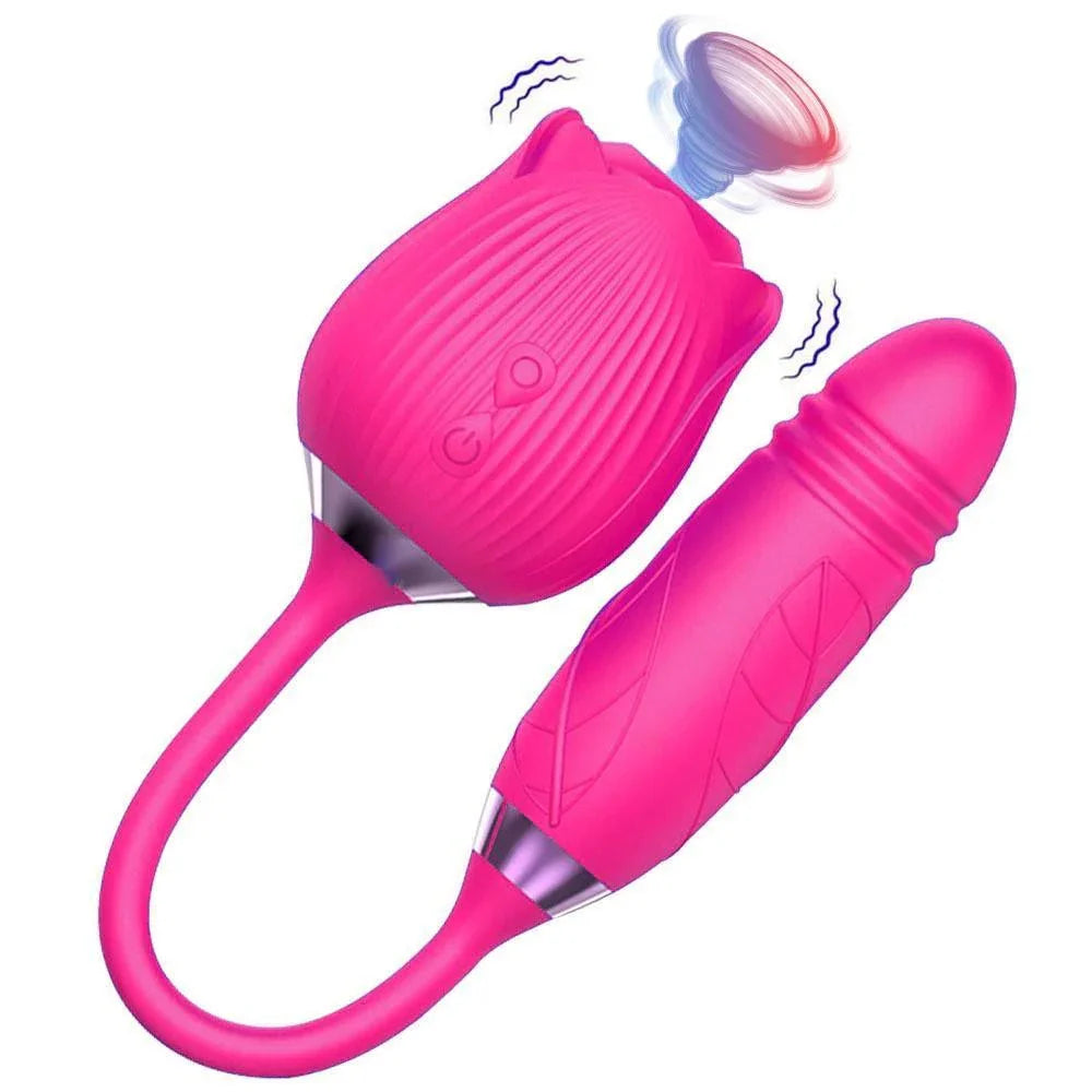 Rose Clit Sucker with Thrusting Egg Vibrator Xinghaoya Rose Clit Sucker with Thrusting Egg Vibrator Xinghaoya