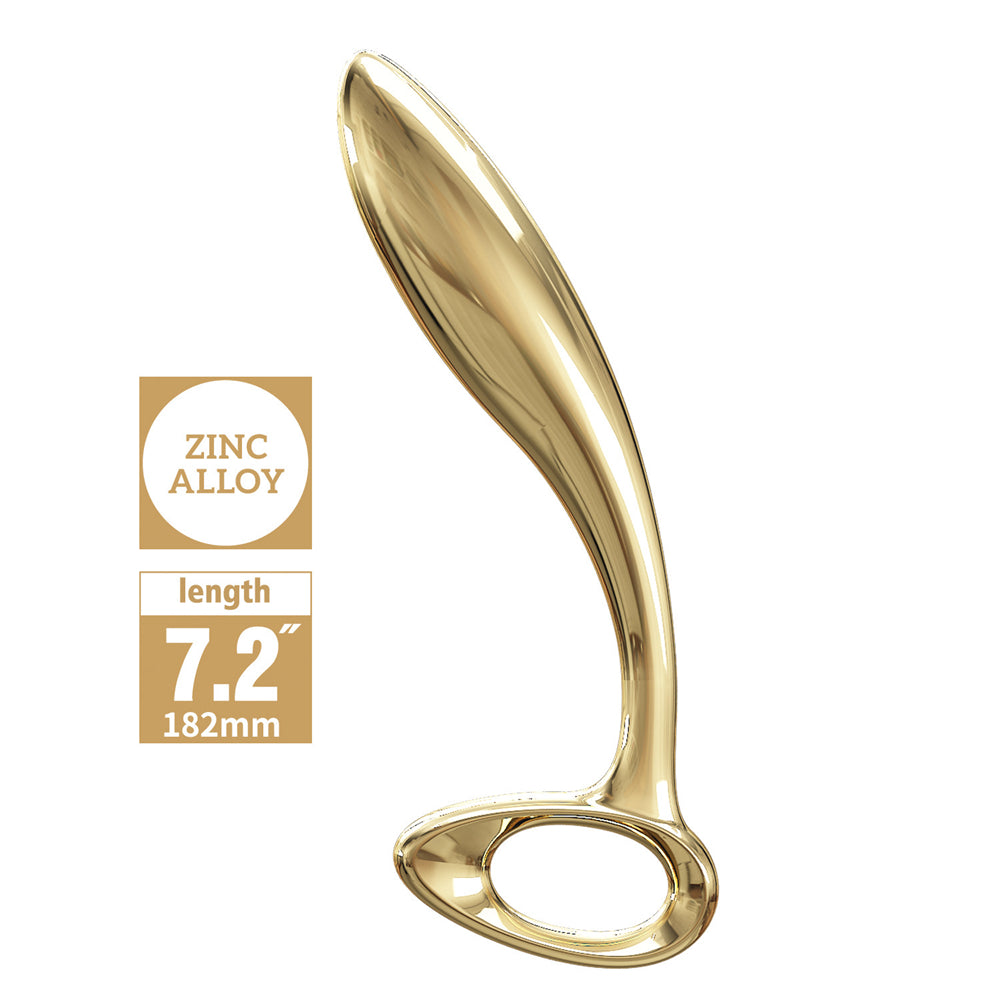 Xinghaoya gold-colored zinc alloy woodpecker metal butt plug, 7.2 inches long.